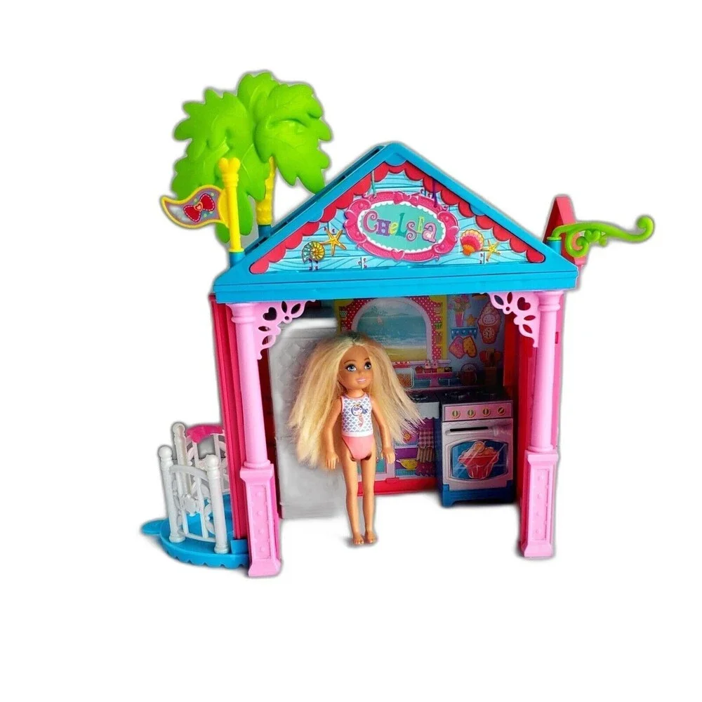 Barbie Club Chelsea 2 Story Playhouse Chelsea Blonde Beach Doll Mermaid Suit